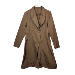 KATHARINA HOVMAN Trench Coat Jacket Avant-Garde US Size 8 Brown Off Center Snaps